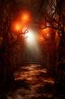 Fantasy of alley and stairway at night. AI Generated. Art Print